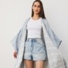Bambukinis moteriškas kimono mėlynos spalvos