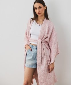 Bambukinis moteriškas kimono rausvos spalvos
