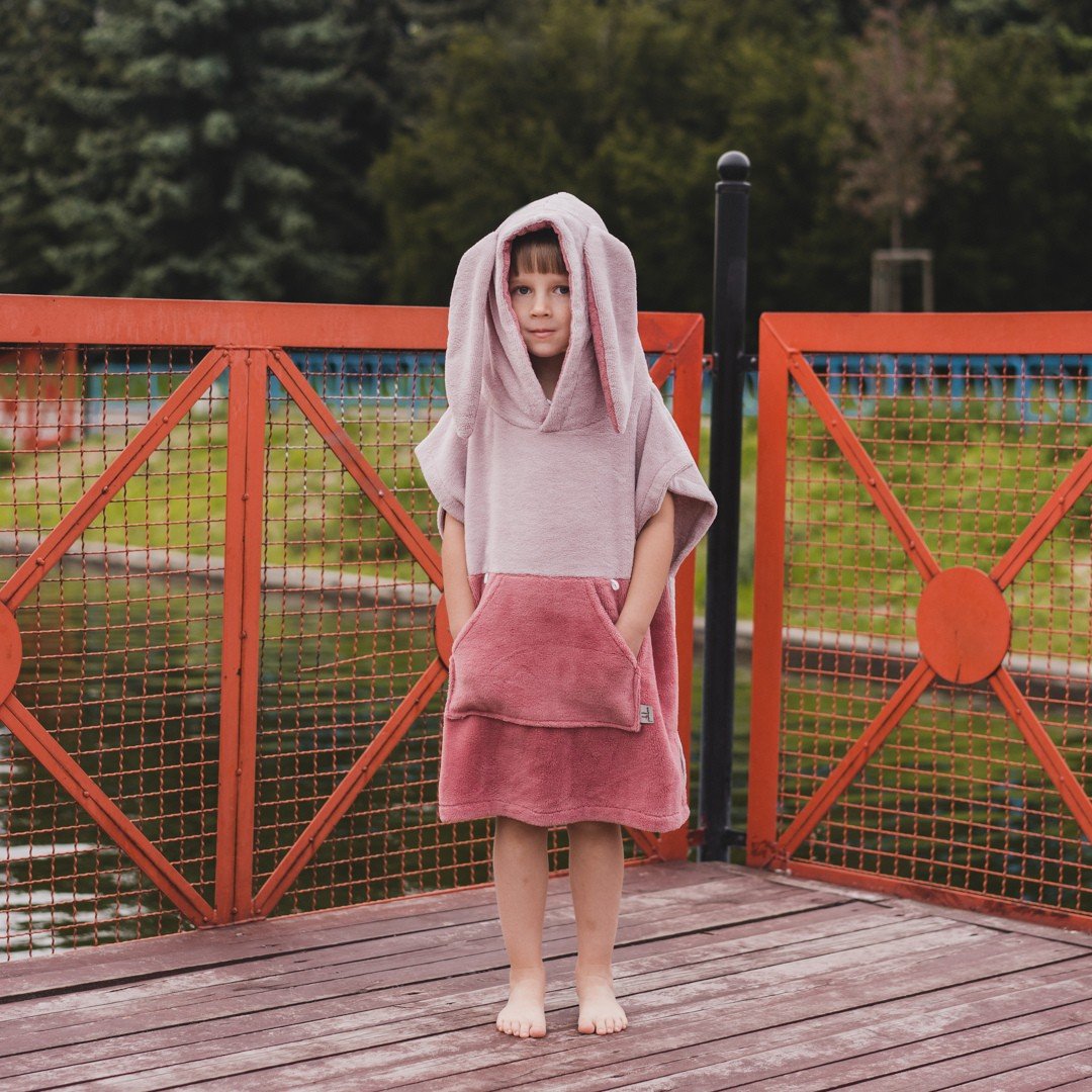 „Surfbunny“ vaikiškas maudymosi pončas rausvos spalvos