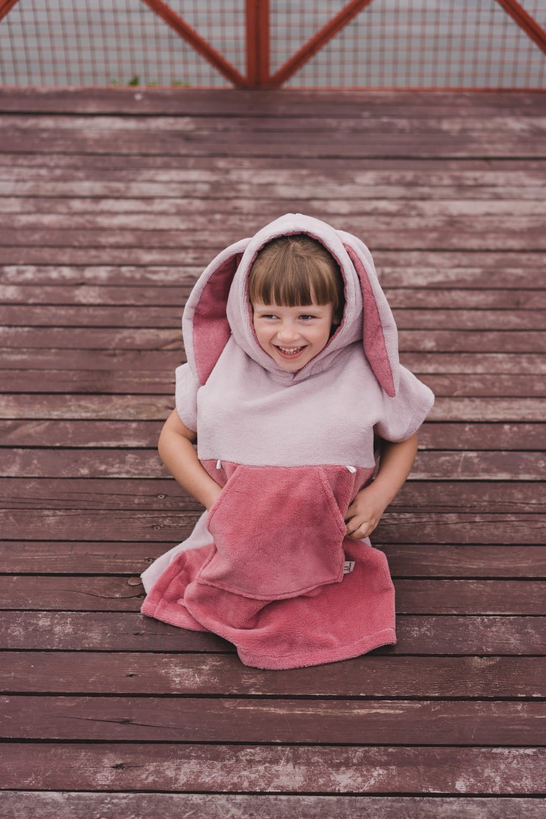 „Surfbunny“ vaikiškas maudymosi pončas rausvos spalvos